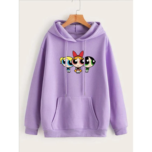 Powerpuff Girls Printed Fleece Full Sleeves Pull Over Hoodie For Women - HB INDUSTRIES - Hoodies & Sweatshirts - 