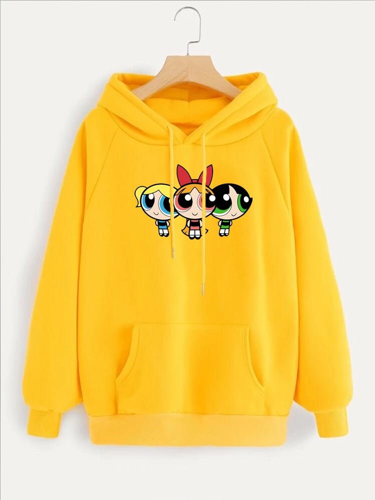 Powerpuff Girls Printed Fleece Full Sleeves Pull Over Hoodie For Women - HB INDUSTRIES - Hoodies & Sweatshirts - 