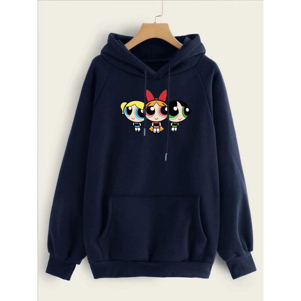 Powerpuff Girls Printed Fleece Full Sleeves Pull Over Hoodie For Women - HB INDUSTRIES - Hoodies & Sweatshirts - 