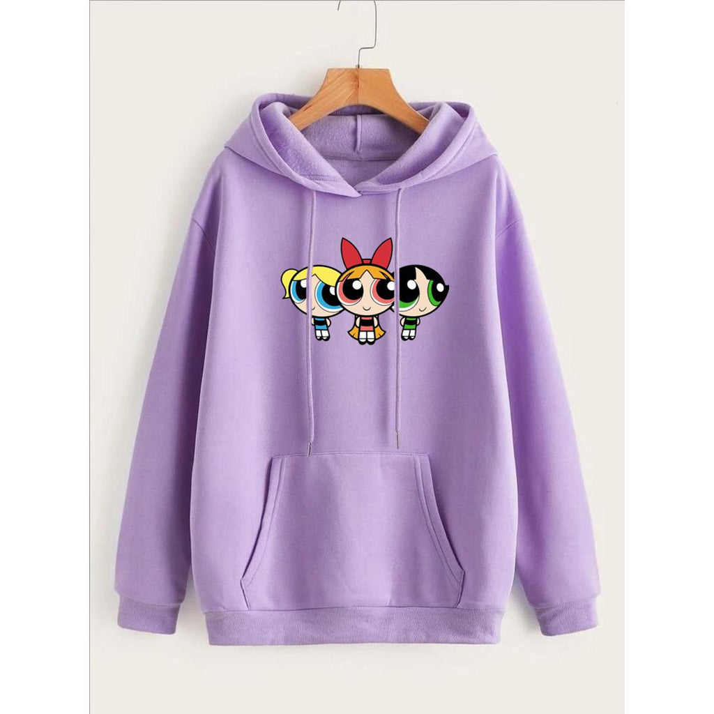 Powerpuff Girls Printed Fleece Full Sleeves Pull Over Hoodie For Women - HB INDUSTRIES - Hoodies & Sweatshirts - 