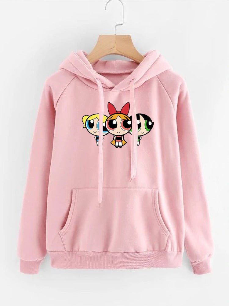 Powerpuff Girls Printed Fleece Full Sleeves Pull Over Hoodie For Women - HB INDUSTRIES - Hoodies & Sweatshirts - 