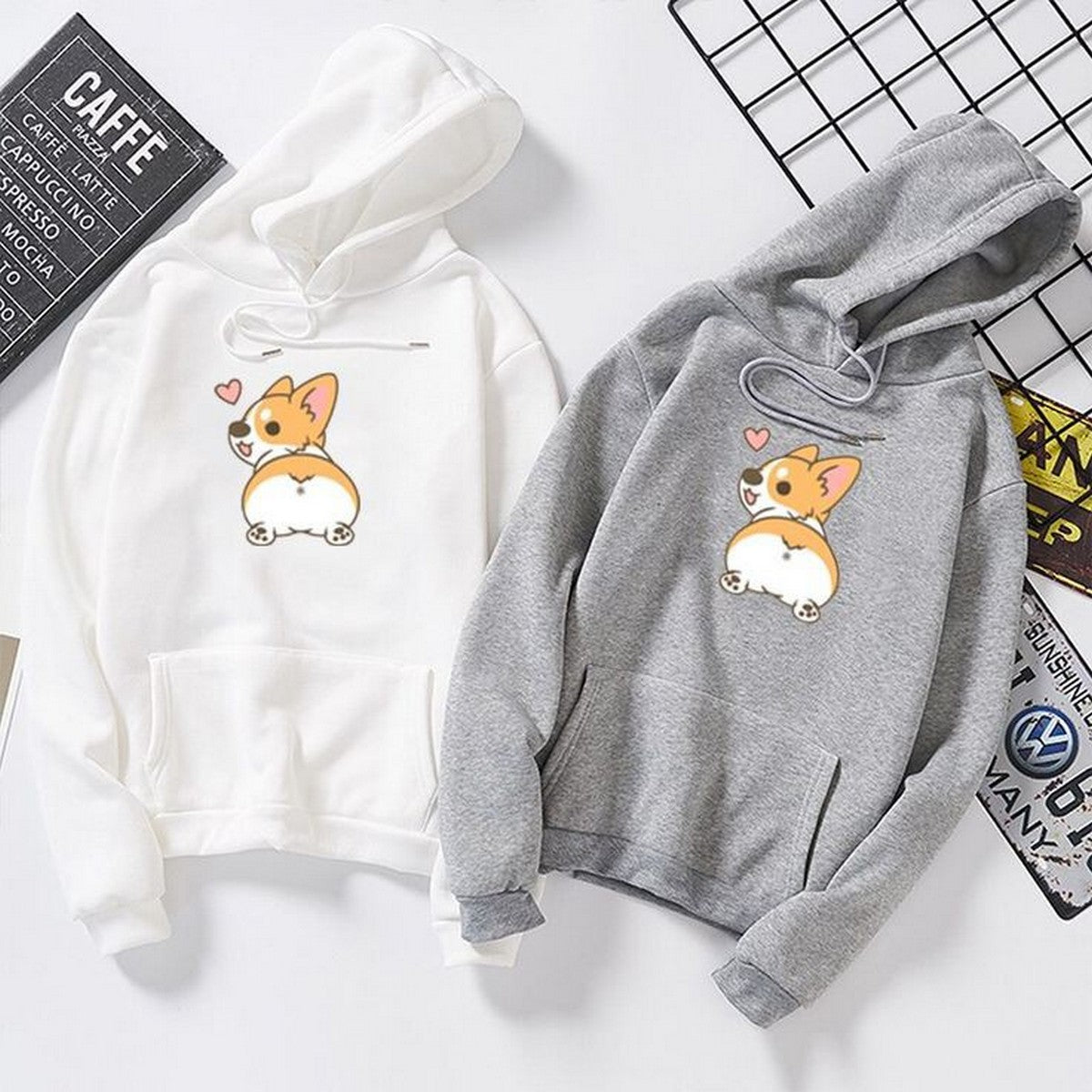 Puppy Printed Fleece Full Sleeves Pull Over Hoodie For Women - HB INDUSTRIES - Hoodies & Sweatshirts - 