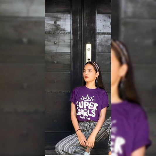 Purple Super Dont Cry Cotton T - shirt For Womens - HB INDUSTRIES - Tops & T - Shirts - 