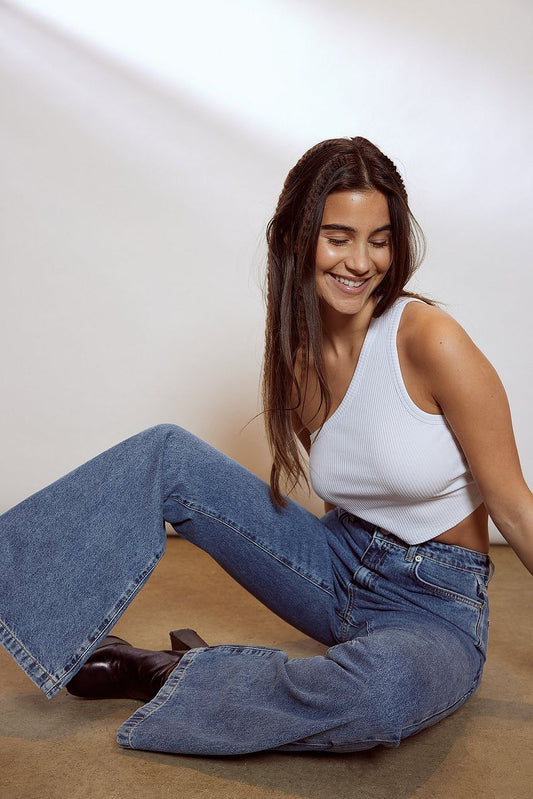Recycled Wide Leg Flared Denim For Womens - HB INDUSTRIES - Jeans - 