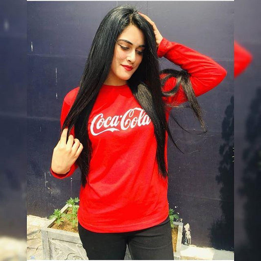 Red Coca Cola Printed T - shirts For Womens - HB INDUSTRIES - Tops & T - Shirts - 