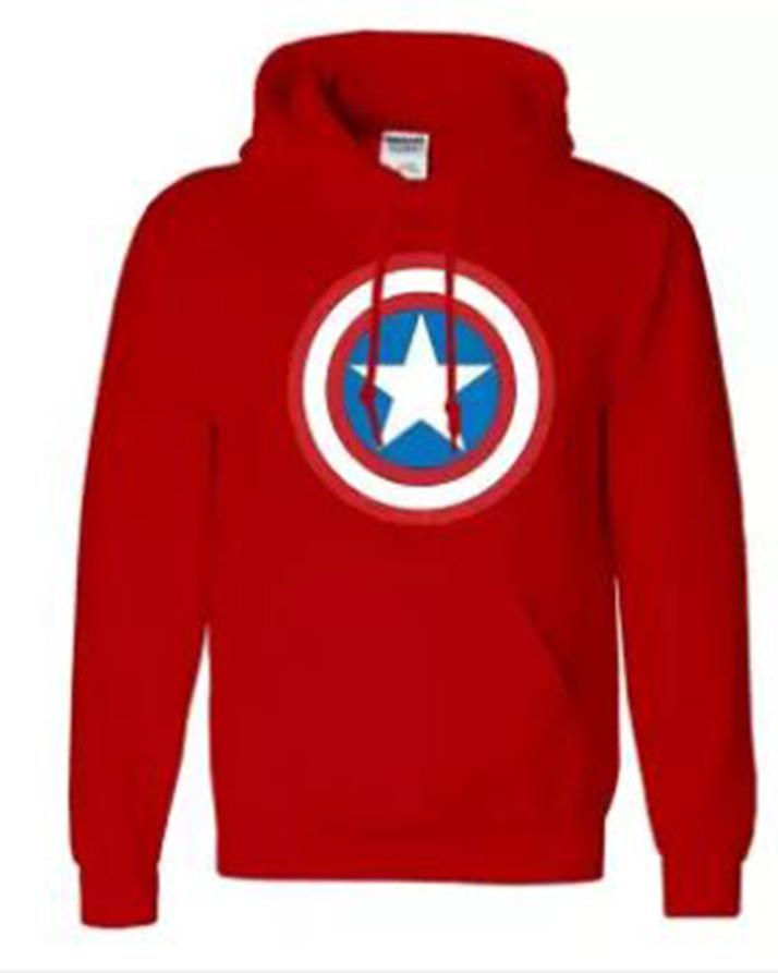 Red Cotton Printed Captain America Hoodie For Men - HB INDUSTRIES - Hoodie & Sweatshirt - 