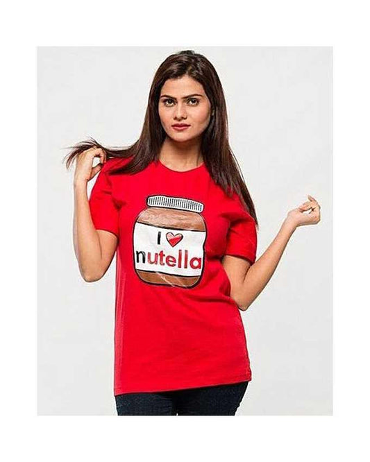 Red Cotton Printed Tshirt For Women - HB INDUSTRIES - Tops & T - Shirts - 
