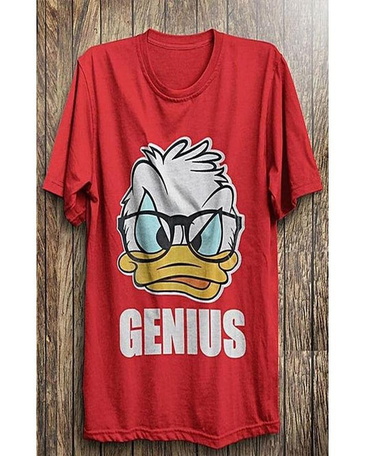 Red Genius Duck Cotton Printed T - Shirt For Women - HB INDUSTRIES - Tops & T - Shirts - 