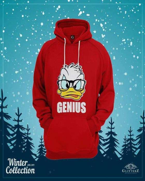 Red Genius Printed Hoodie For Women 712 - HB INDUSTRIES - Hoodies & Sweatshirts - 