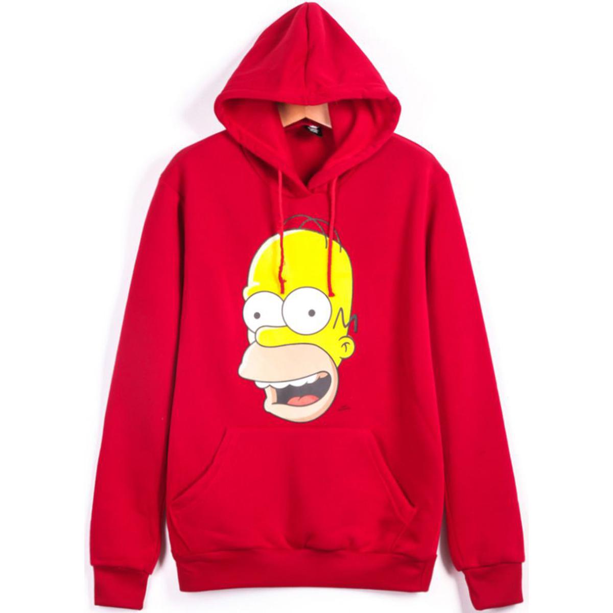 Red Simpson Printed Fleece Full Sleeves Pull Over Hoodie For Men and Women - HB INDUSTRIES - Hoodies & Sweatshirts - 