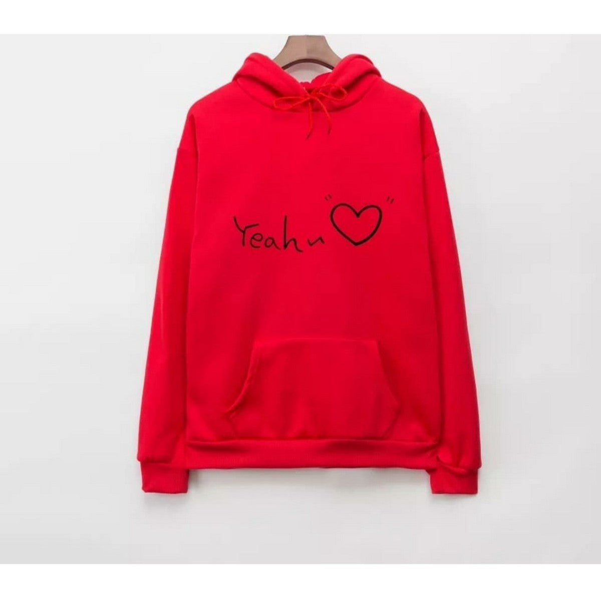 Red Yeah Fleece Full Sleeves Pull Over Hoodie For Women - HB INDUSTRIES - Hoodies & Sweatshirts - 