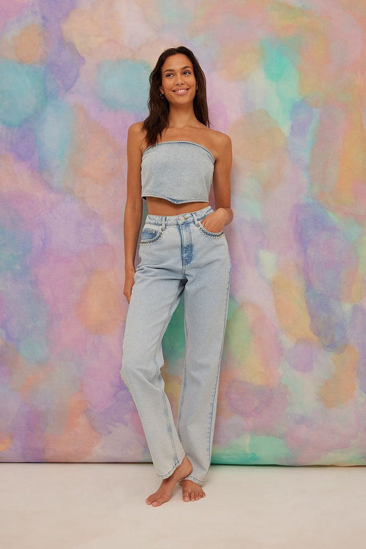 Rhinestone Detail Denim For Womens - HB INDUSTRIES - Jeans - 