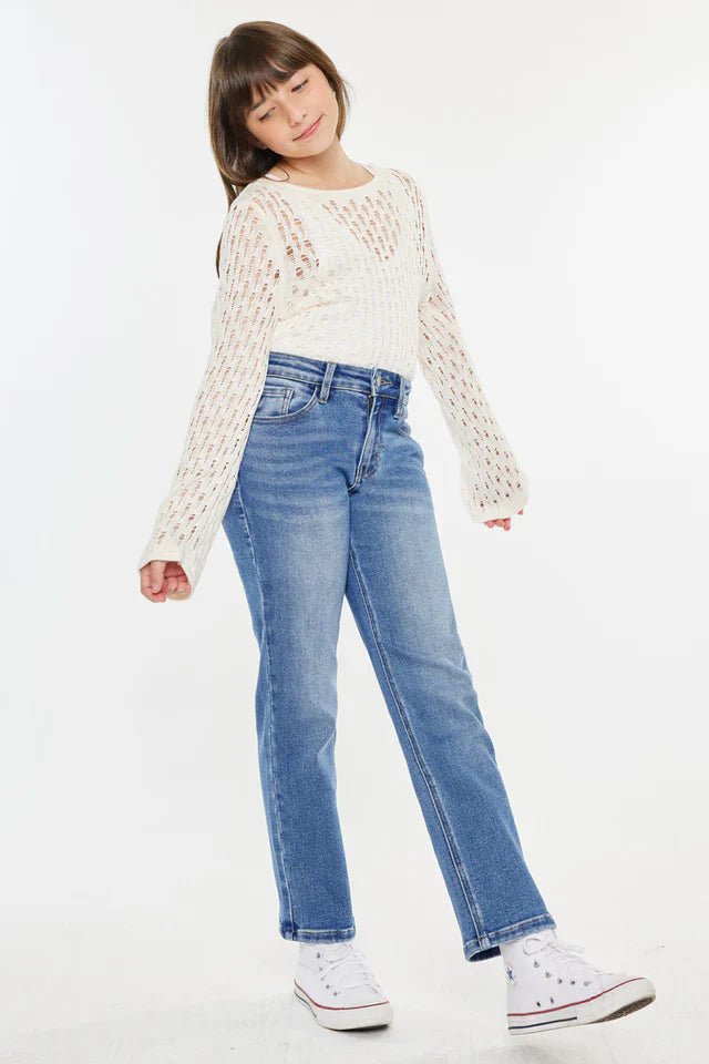 Sarah High Rise Kid Straight Jeans - HB INDUSTRIES - Girls Jeans - 