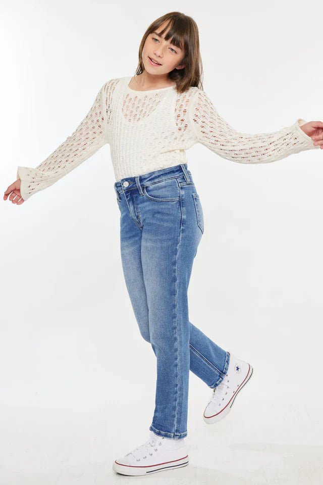 Sarah High Rise Kid Straight Jeans - HB INDUSTRIES - Girls Jeans - 