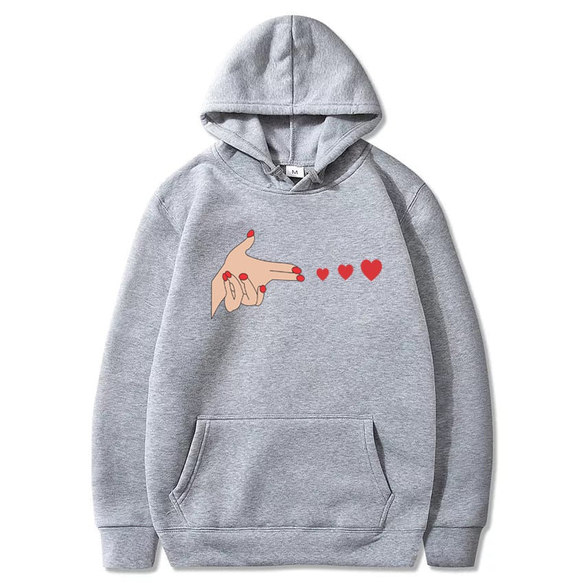 Shoot Heart Printed Fleece Full Sleeves Pull Over Hoodie For Women - HB INDUSTRIES - Hoodies & Sweatshirts - 