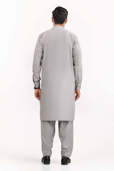 Silver Grey Basic Shalwar Kameez - HB INDUSTRIES - Shalwar Kameez - 