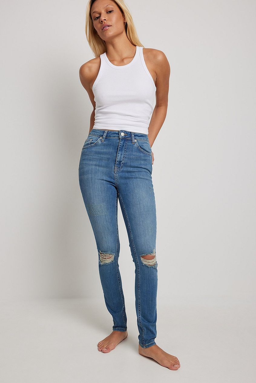 Skinny High Waist Destroyed Jeans For Womens - HB INDUSTRIES - Jeans - 