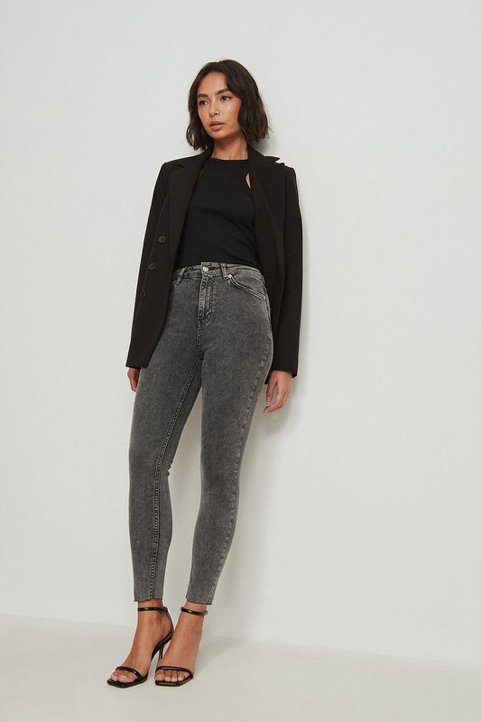 Skinny High Waist Raw Hem Jeans For Womens - HB INDUSTRIES - Jeans - 
