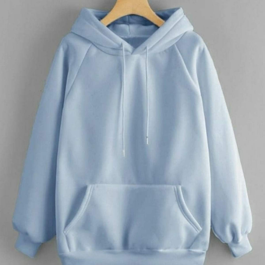 Sky Blue Fleece Full Sleeves Pull Over Hoodie For Women - HB INDUSTRIES - Hoodies & Sweatshirts - 