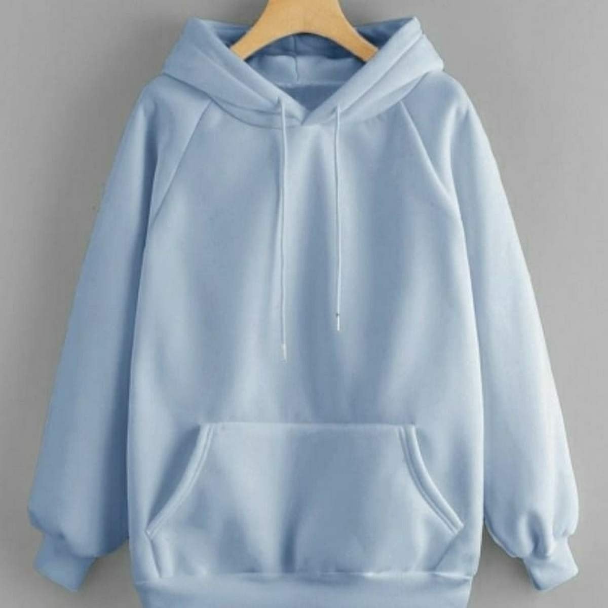 Sky Blue Fleece Full Sleeves Pull Over Hoodie For Women - HB INDUSTRIES - Hoodies & Sweatshirts - 