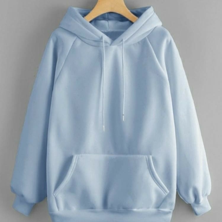 Sky Blue Fleece Full Sleeves Pull Over Hoodie For Women - HB INDUSTRIES - Hoodies & Sweatshirts - 