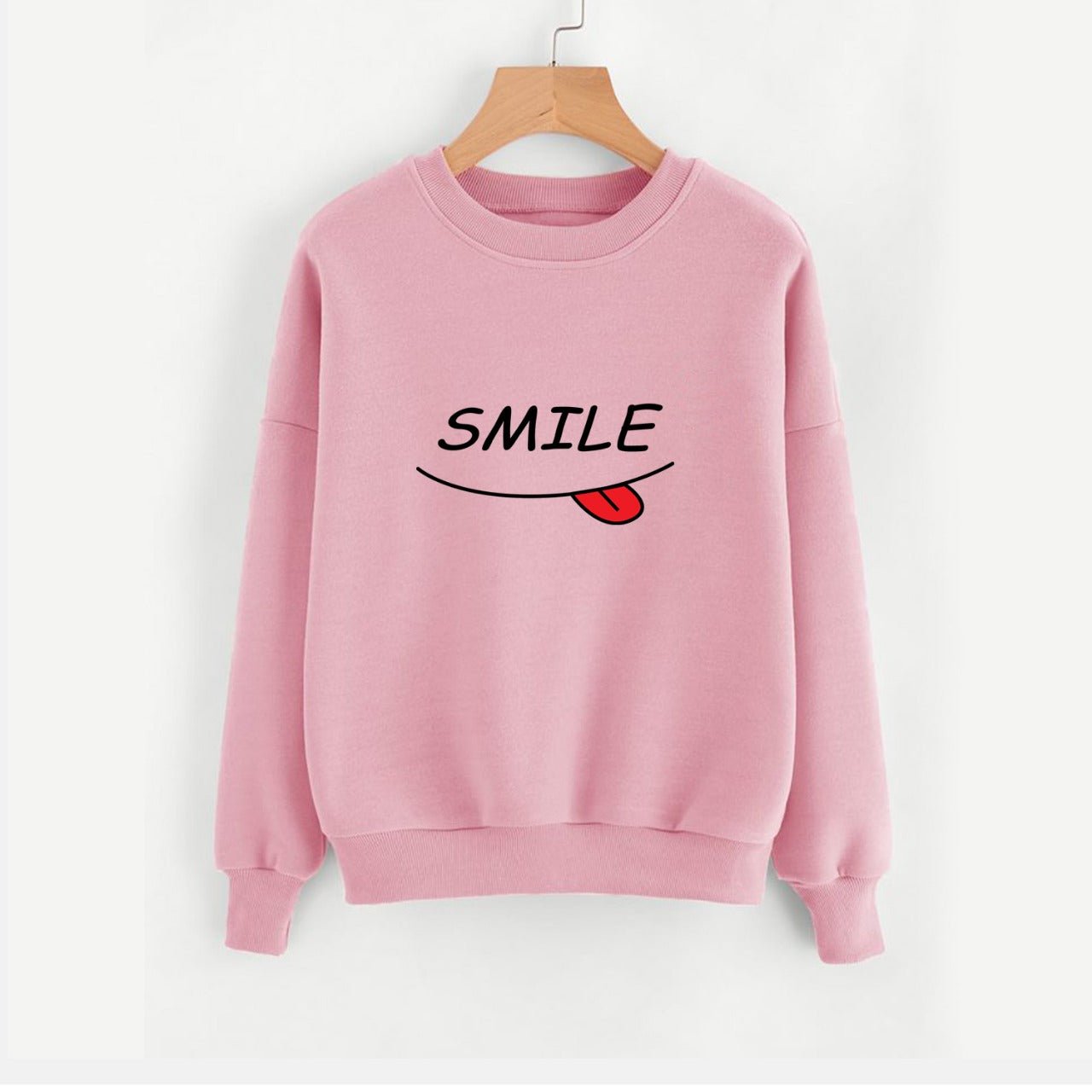 Smile Fleece Full Sleeves Pull Over Sweatshirt For Women - HB INDUSTRIES - Hoodies & Sweatshirts - 