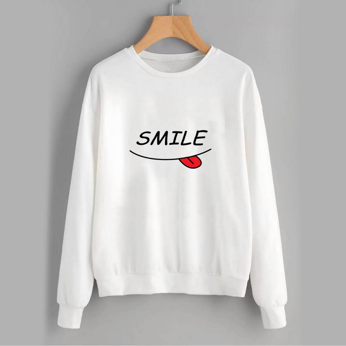 Smile Fleece Full Sleeves Pull Over Sweatshirt For Women - HB INDUSTRIES - Hoodies & Sweatshirts - 