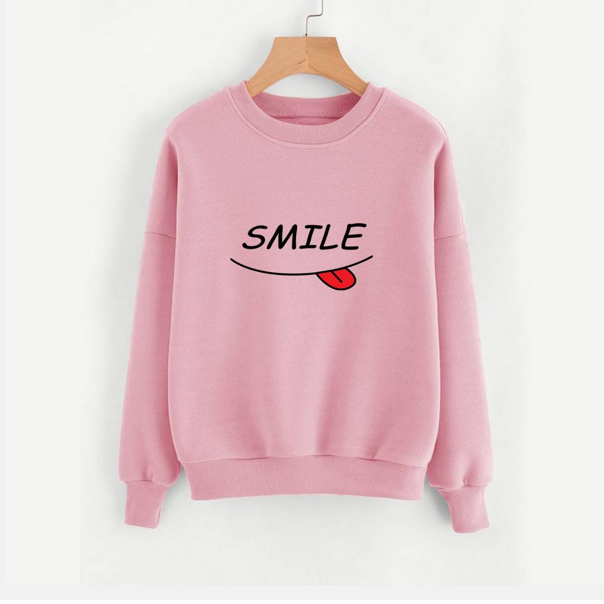 Smile Fleece Full Sleeves Pull Over Sweatshirt For Women - HB INDUSTRIES - Hoodies & Sweatshirts - 